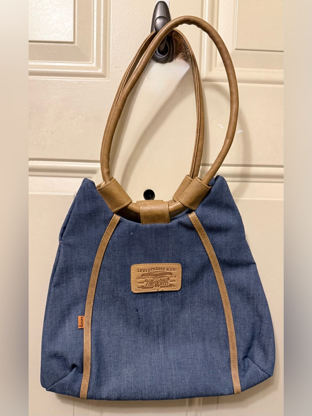Vintage Levis Denim Hobo Bag with Vegan Leather